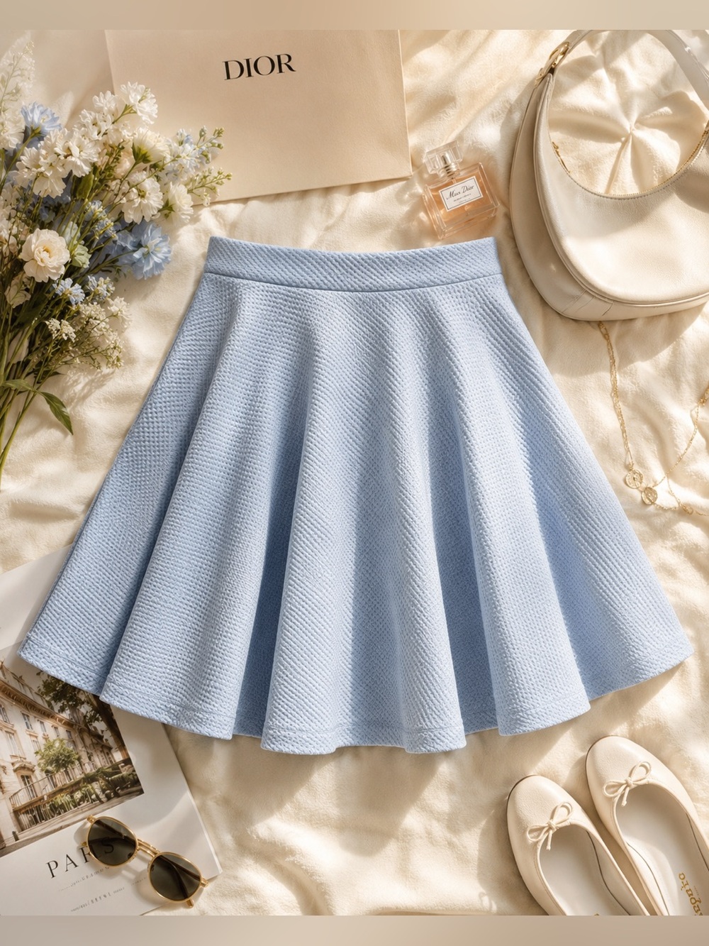 ASOS Powder Blue Textured Mini Skirt | Coquette • Balletcore • Summer | 4 |